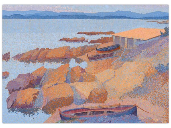 Sklenený obraz - Henri Edmond Cross, Calanque des Antibois, reprodukcia (70x50 cm)