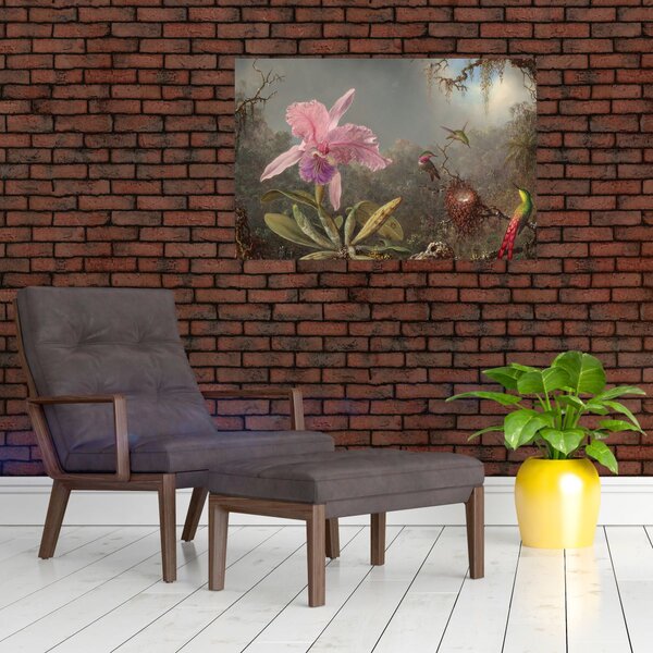 Obraz - Martin Johnson Heade, Cattleya Orchid and Three Hummingbirds, reprodukcia (90x60 cm)