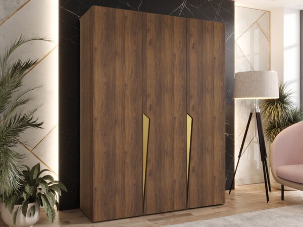 Šatníková skriňa Pianos 1 150x202x52 - orech warmia / zlatá