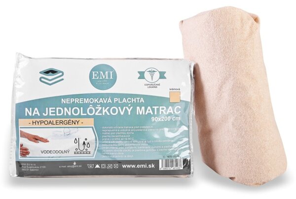 Nepremokavá plachta s gumičkou po obvode krémová EMI, Plachta 90x200