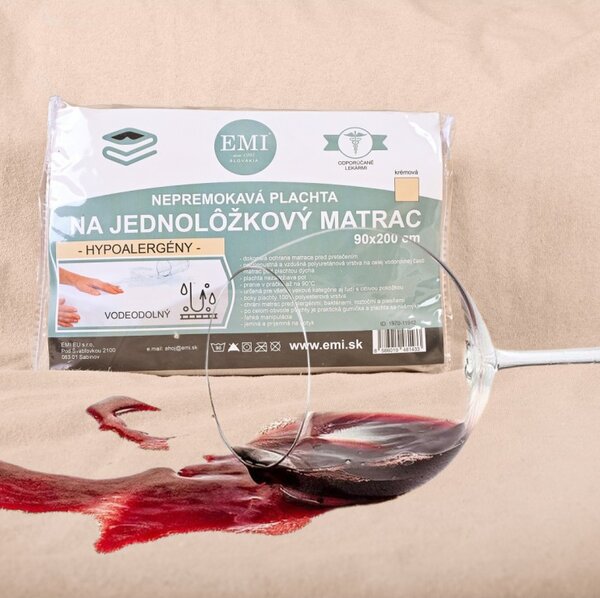 Nepremokavá plachta s gumičkou po obvode krémová EMI, Plachta 90x200