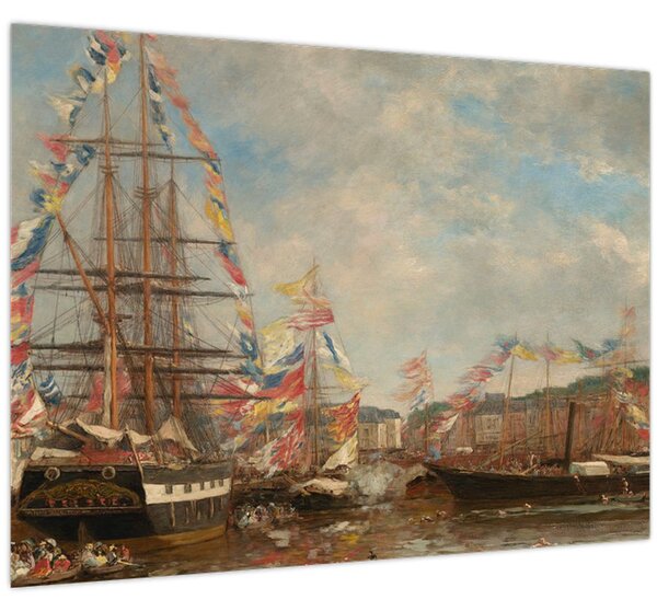 Obraz - Eugène Boudin, Festival in the Harbor of Honfleur, reprodukcia (70x50 cm)