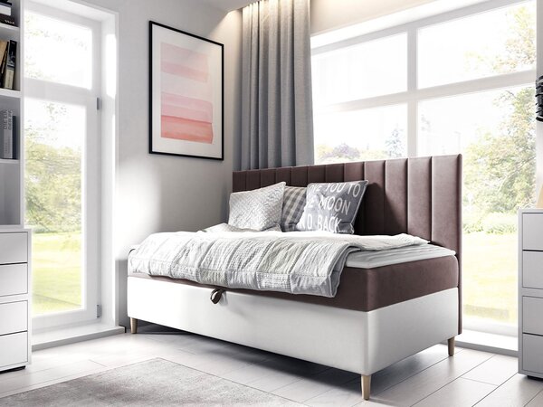 Mirjan24 Kontinentálna posteľ Junior Kamire 2, Rozmer postele: 100x200, Dostupné poťahy: ekokoža Soft 017 (biela) + Fresh 01 5903211192234