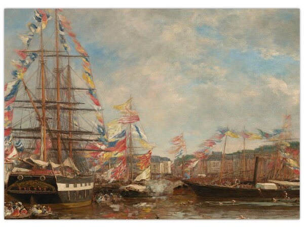 Obraz - Eugène Boudin, Festival in the Harbor of Honfleur, reprodukcia (70x50 cm)
