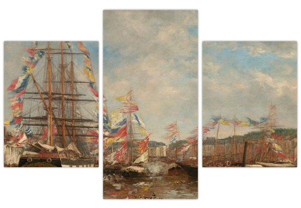 Obraz - Eugène Boudin, Festival in the Harbor of Honfleur, reprodukcia (90x60 cm)