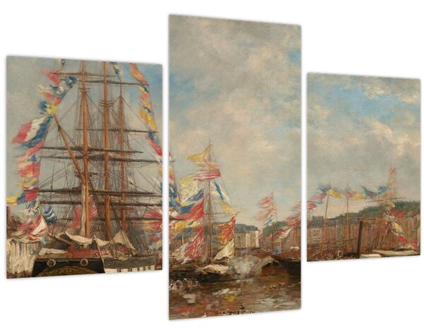 Obraz - Eugène Boudin, Festival in the Harbor of Honfleur, reprodukcia (90x60 cm)