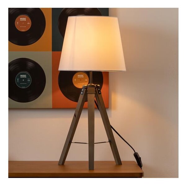 Atmosphera - Stolná lampa RUNO 1xE27/25W/230V drevo/biela