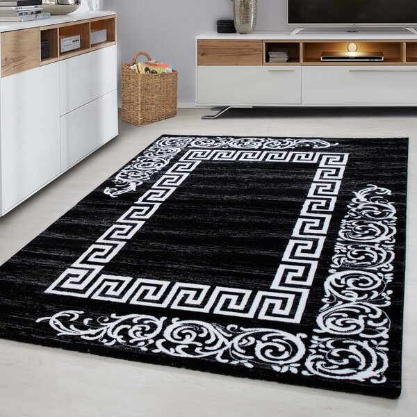 Ayyildiz , Kusový koberec Miami 6620 black, 80x300, čiernobiela, kancelária