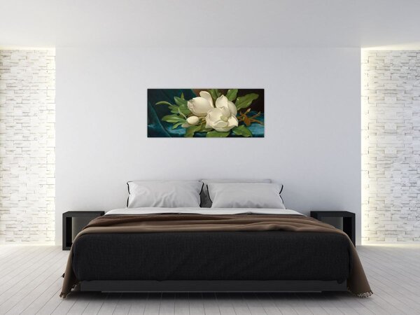 Obraz - Martin Johnson Heade, Giant Magnolias on a Blue Velvet Cloth, reprodukcia (120x50 cm)