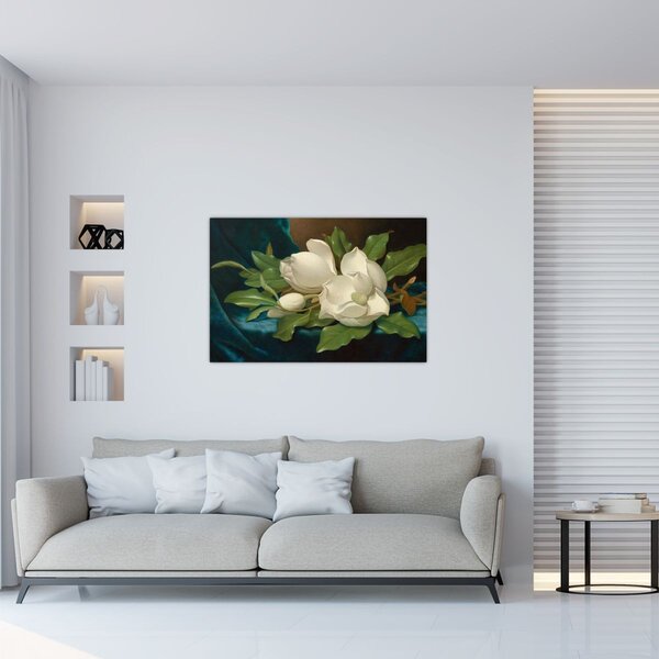Obraz - Martin Johnson Heade, Giant Magnolias on a Blue Velvet Cloth, reprodukcia (90x60 cm)