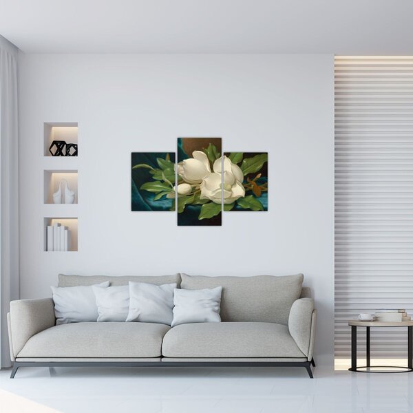 Obraz - Martin Johnson Heade, Giant Magnolias on a Blue Velvet Cloth, reprodukcia (90x60 cm)