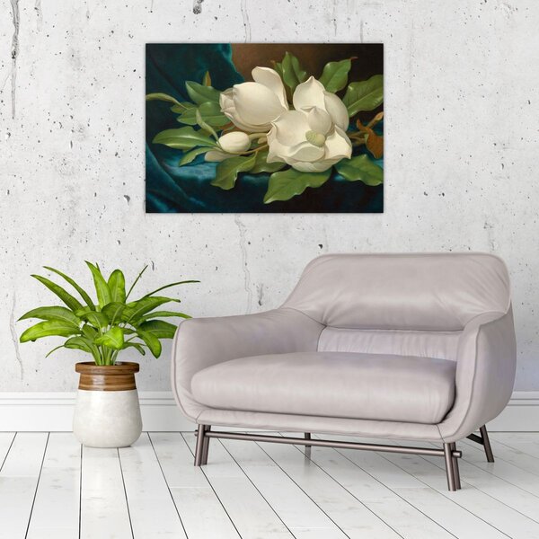 Obraz - Martin Johnson Heade, Giant Magnolias on a Blue Velvet Cloth, reprodukcia (70x50 cm)