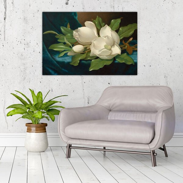 Obraz - Martin Johnson Heade, Giant Magnolias on a Blue Velvet Cloth, reprodukcia (90x60 cm)