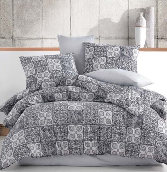 Obliečky bavlnené Ceramica sivé EMI, Francúzsky set1 200x220 + 2x (70x90)