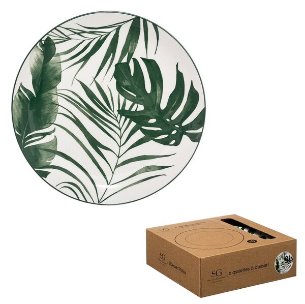 Porcelánový dezertný tanier Leafs, (fi) 19 cm, listy, sada 6ks