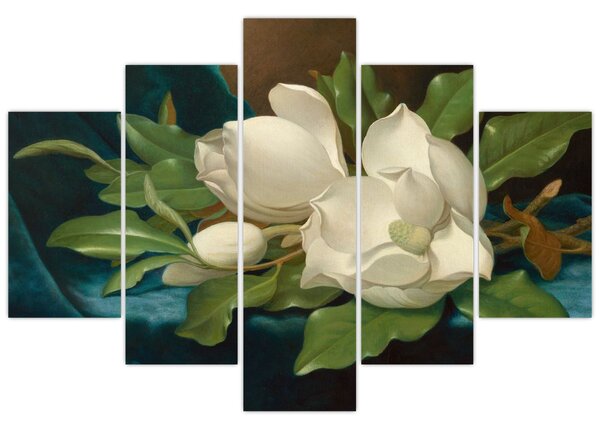 Obraz - Martin Johnson Heade, Giant Magnolias on a Blue Velvet Cloth, reprodukcia (150x105 cm)