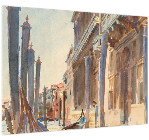 Obraz - John Singer Sargent, Gondola Moorings on the Grand Canal, reprodukcia (70x50 cm)