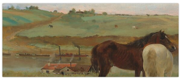 Obraz - Edgar Degas, Horses in a Meadow, reprodukcia (120x50 cm)
