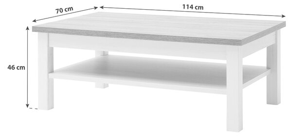 KONFERENČNÝ STOLÍK, biela, farba duba, kompozitné drevo, 114/70/46 cm Livetastic - Stolíky do obývačky, Online Only
