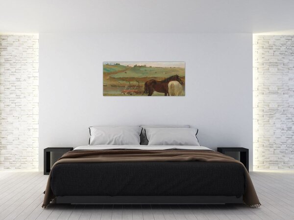 Obraz - Edgar Degas, Horses in a Meadow, reprodukcia (120x50 cm)