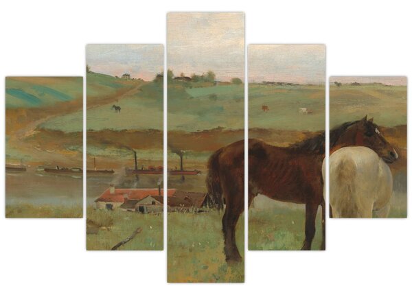 Obraz - Edgar Degas, Horses in a Meadow, reprodukcia (150x105 cm)