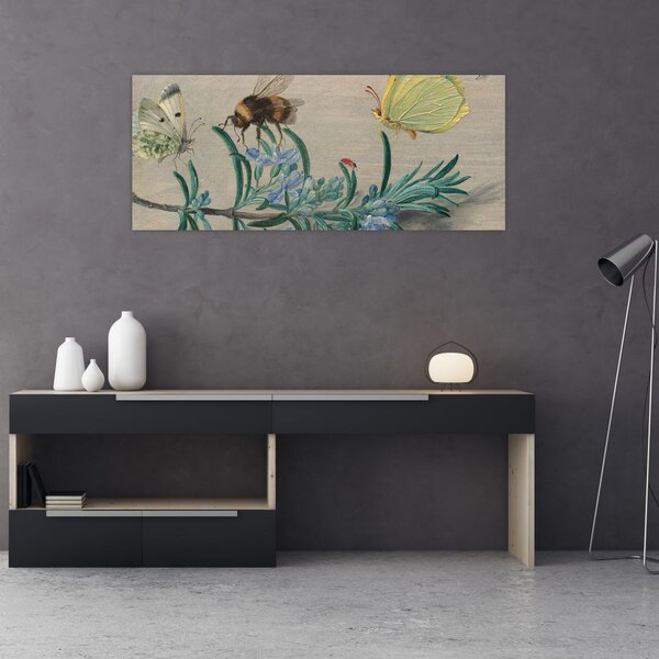Obraz - Jan van Kessel the Elder, Insects and a Sprig of Rosemary, reprodukcia (120x50 cm)