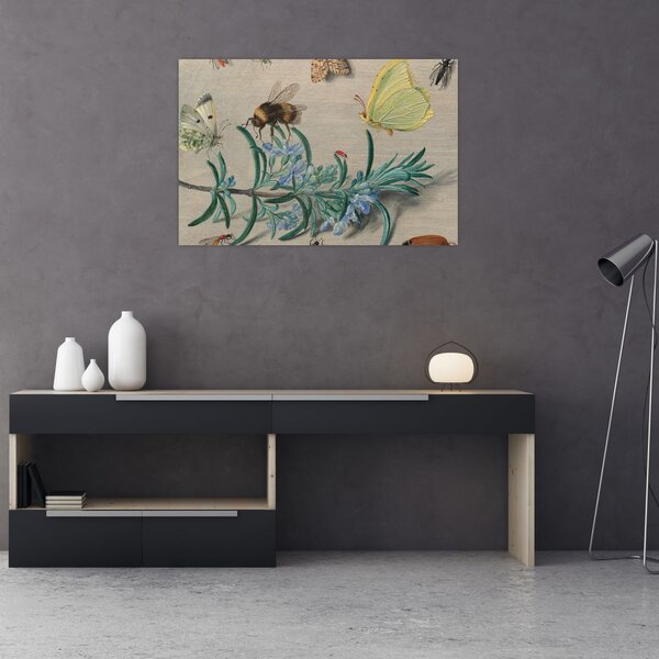 Obraz - Jan van Kessel the Elder, Insects and a Sprig of Rosemary, reprodukcia (90x60 cm)