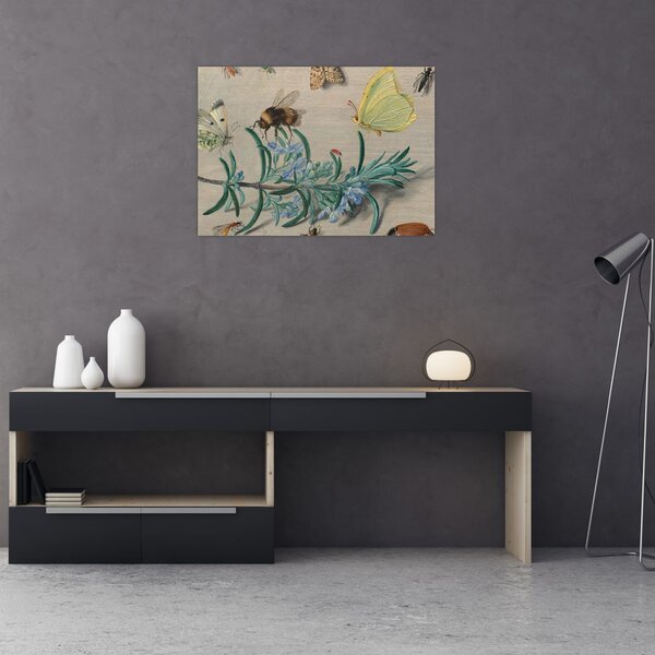 Obraz - Jan van Kessel the Elder, Insects and a Sprig of Rosemary, reprodukcia (70x50 cm)