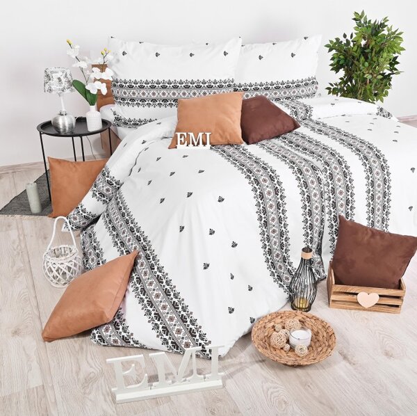 Obliečky bavlnené Dorota hnedé EMI, Štandardný set jednolôžko obsahuje 1x 140x200 + 1x 70x90