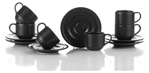 Čierne šálky v súprave 12 ks na espresso 75 ml – Kütahya Porselen