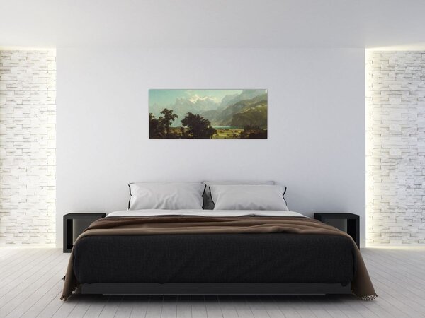 Obraz - Albert Bierstadt, Lake Lucerne, reprodukcia (120x50 cm)