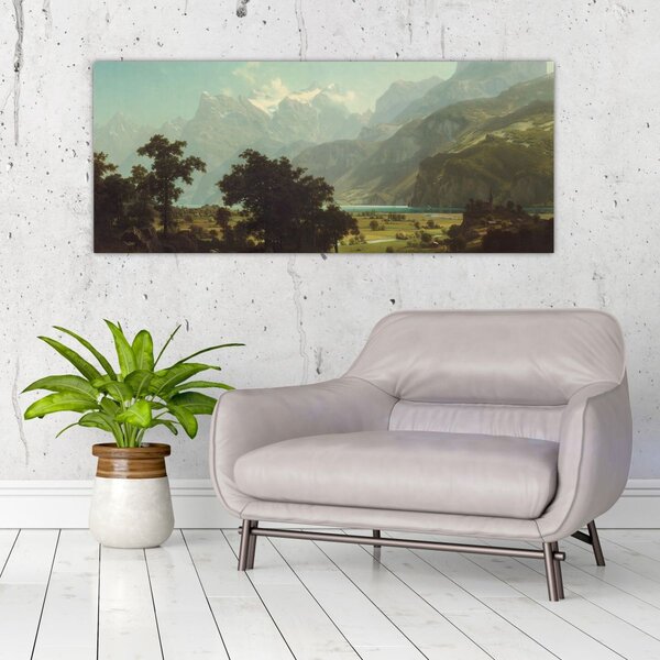 Obraz - Albert Bierstadt, Lake Lucerne, reprodukcia (120x50 cm)