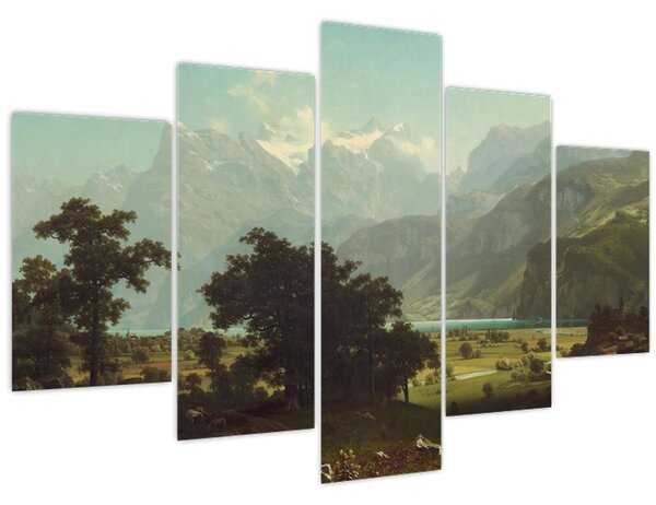 Obraz - Albert Bierstadt, Lake Lucerne, reprodukcia (150x105 cm)