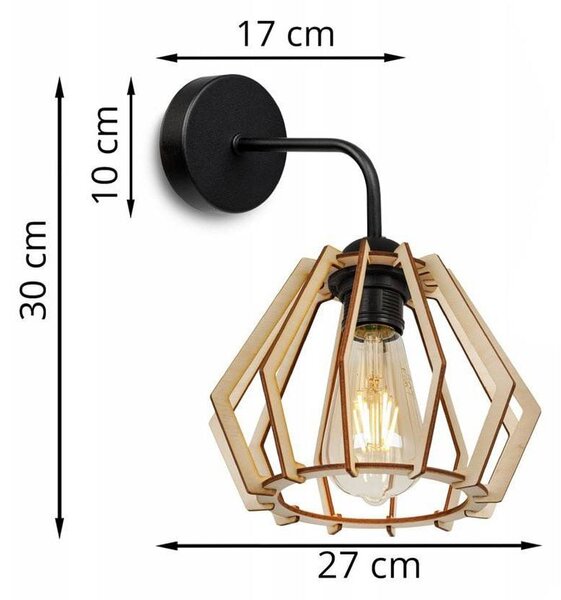 Nástenné svietidlo Timber, 1x drevené tienidlo, kf