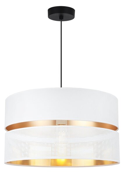 Závesné svietidlo Asti, 1x PVC/biele textilné tienidlo, (fi 40cm), g, b