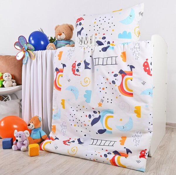 Obliečky detské Pandy biele EMI, Detský set 90x130 + 45x65