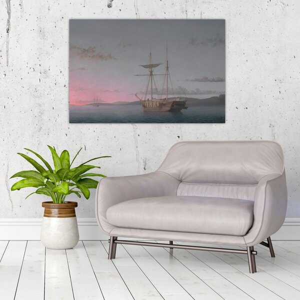 Obraz - Fitz Henry Lane, Lumber Schooners at Evening on Penobscot Bay, reprodukcia (90x60 cm)