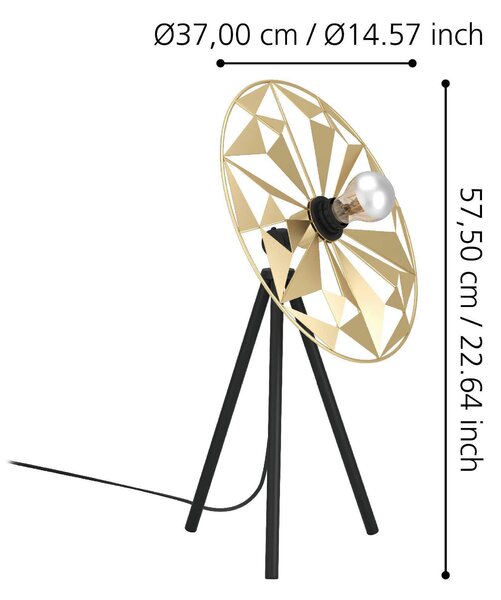 STOLNÁ LAMPA, E27, 37/27/57,5 cm Eglo - Online Only bytové doplnky, Online Only