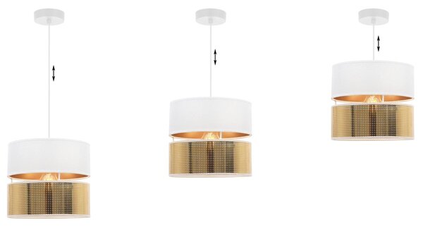 Závesné svietidlo Asti2, 1x PVC/biele textilné tienidlo, (fi 20cm), g, w