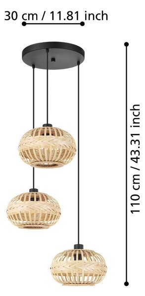 ZÁVESNÉ SVIETIDLO, 48/110 cm Eglo - Online Only bytové doplnky, Online Only