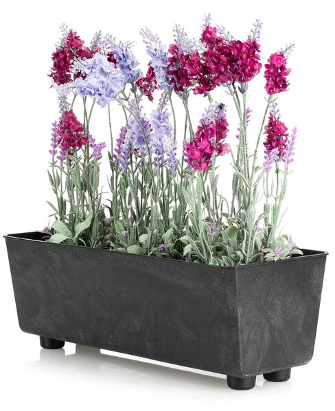 PLASTOVÝ KVETINÁČ SALVIA 37,5X17 CM IMITÁCIA BETÓNU ČIERNA