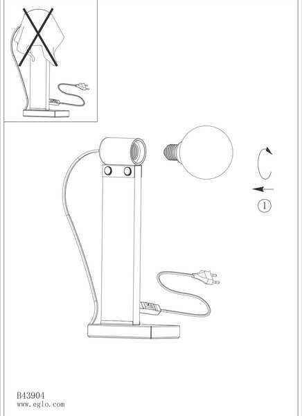STOLNÁ LAMPA, E27, 6,5/4,5/33 cm Eglo - Online Only bytové doplnky, Online Only