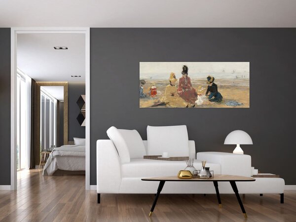Obraz - Eugène Boudin, On the Beach, Trouville, reprodukcia (120x50 cm)