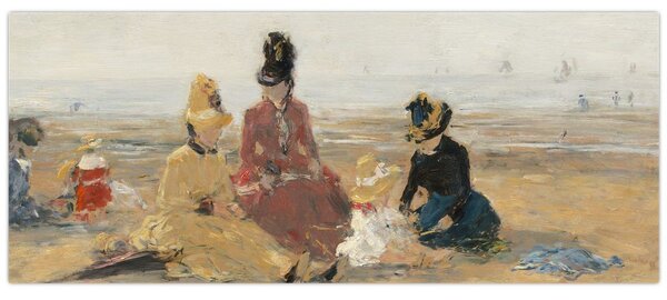 Obraz - Eugène Boudin, On the Beach, Trouville, reprodukcia (120x50 cm)
