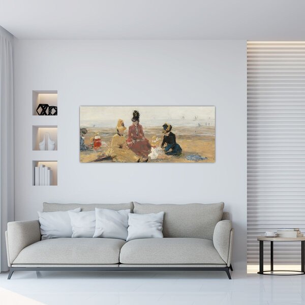Obraz - Eugène Boudin, On the Beach, Trouville, reprodukcia (120x50 cm)
