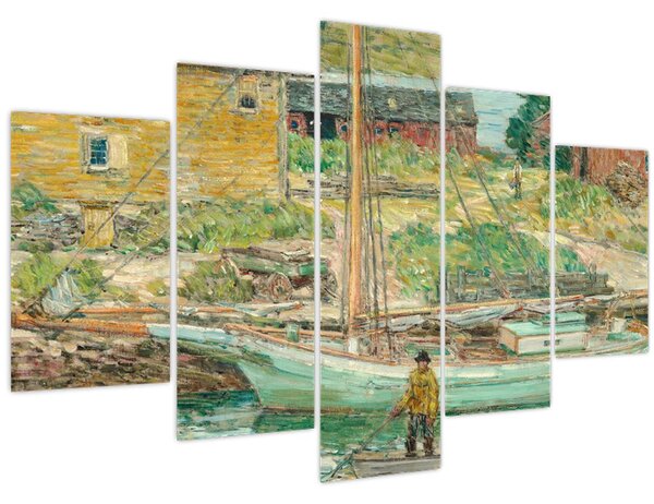 Obraz - Childe Hassam, Oyster Sloop, Cos Cob, reprodukcia (150x105 cm)