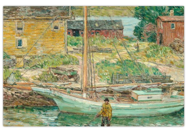 Obraz - Childe Hassam, Oyster Sloop, Cos Cob, reprodukcia (90x60 cm)
