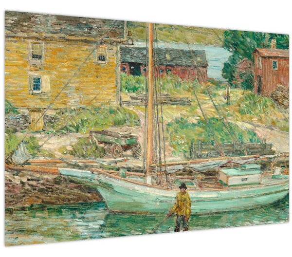 Obraz - Childe Hassam, Oyster Sloop, Cos Cob, reprodukcia (90x60 cm)