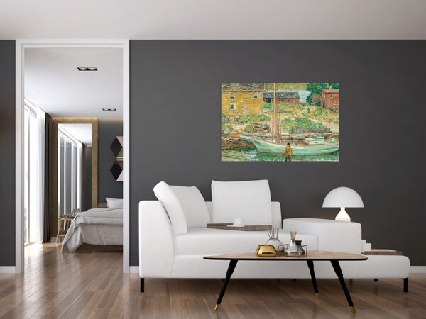 Obraz - Childe Hassam, Oyster Sloop, Cos Cob, reprodukcia (90x60 cm)