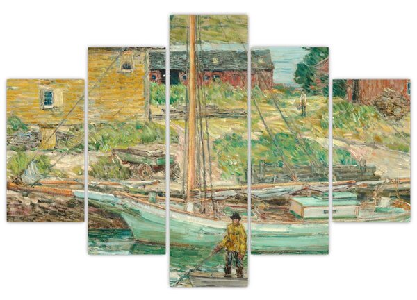 Obraz - Childe Hassam, Oyster Sloop, Cos Cob, reprodukcia (150x105 cm)